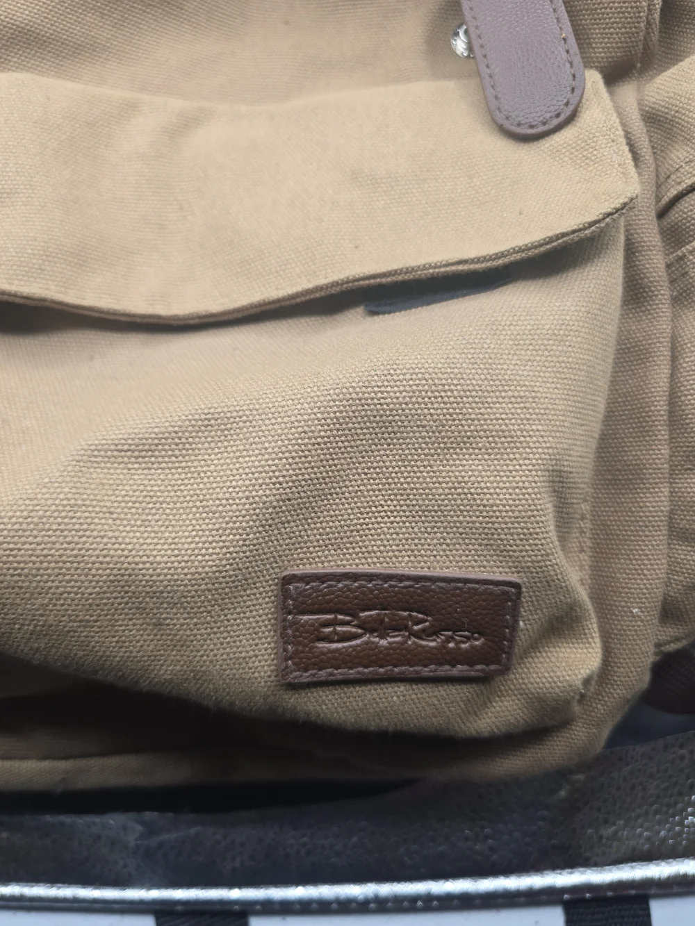 Casual Men's Canvas‎ Backpack in Tan with Brown Accents